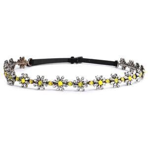 NWT DOLCE&GABBANA Black Daisy Crystal Gunmetal Suede Dauphine Belt M
